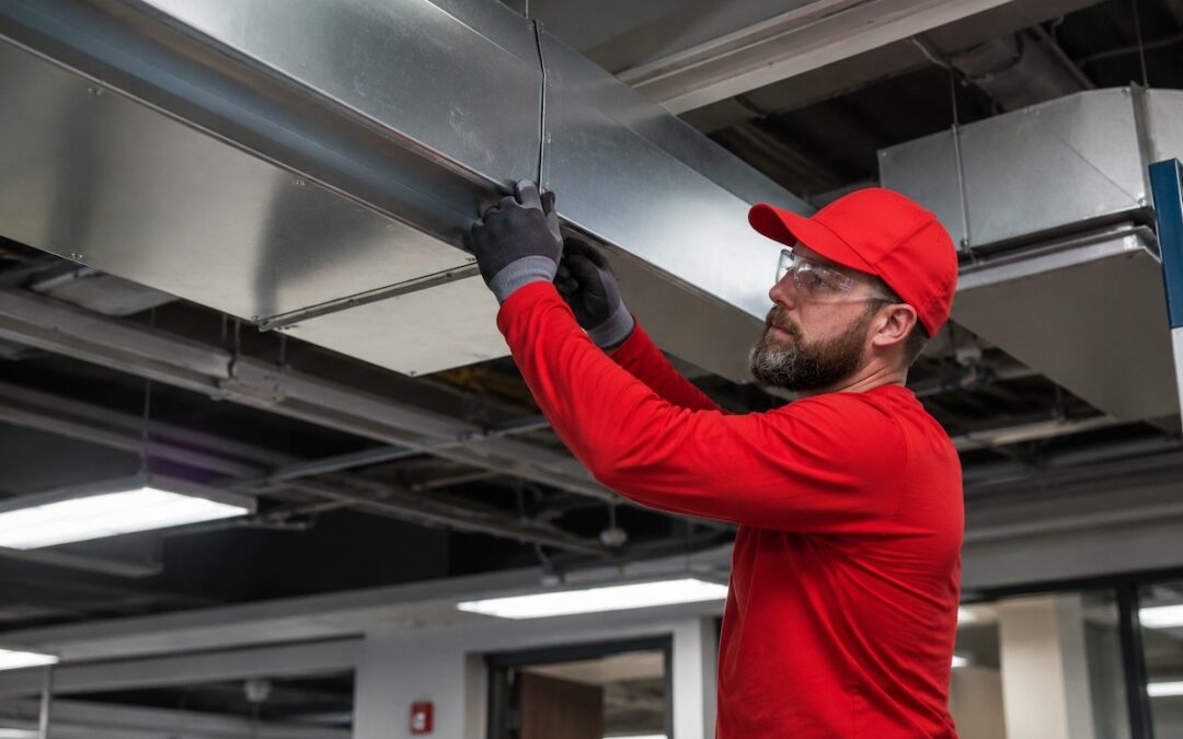 HVAC technician working on a commercial space in Ottawa