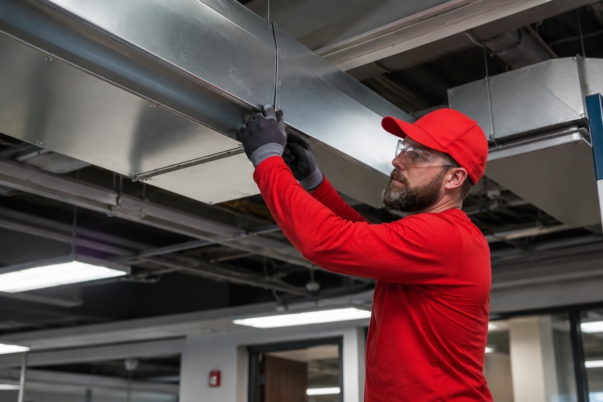 HVAC technician working on a commercial space in Ottawa